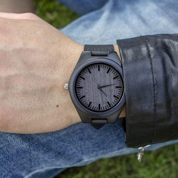 MU-1006 Engraved Letters Wooden Watch Leather Belt Quartz Movement Watch (to Dad) - Image 4