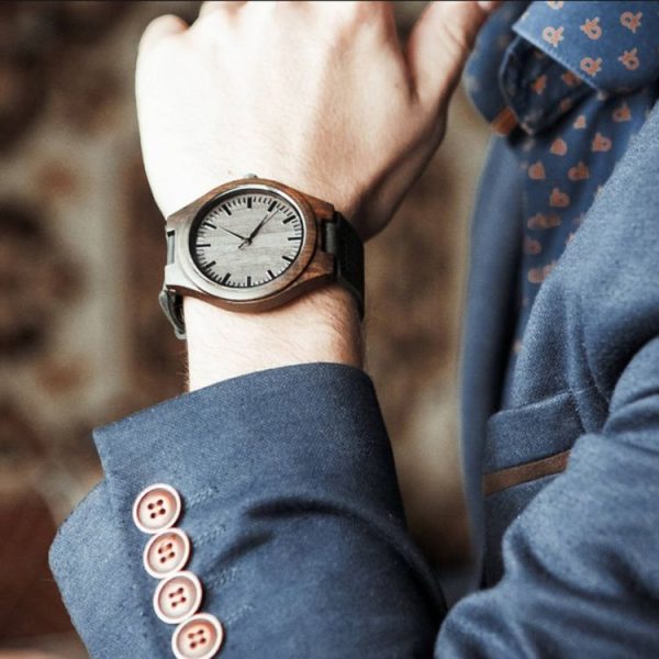 MU-1006 Engraved Letters Wooden Watch Leather Belt Quartz Movement Watch (to Dad) - Image 6