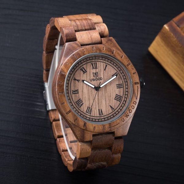 UWOOD UW-1001 Wooden Watch Quartz Watch For Men (Walnut) - Image 2