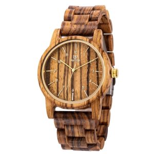 UWOOD UW-1007 Men Wooden Watch Round Large Dial Watch (Zebra Wood)