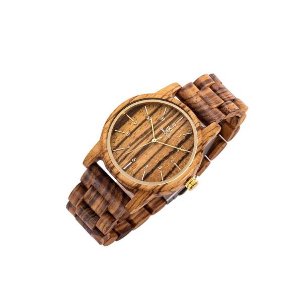 UWOOD UW-1007 Men Wooden Watch Round Large Dial Watch (Zebra Wood) - Image 2