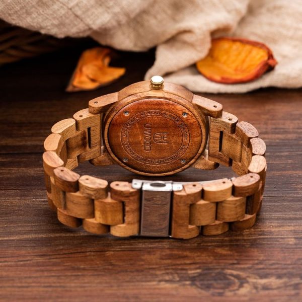 UWOOD UW-1007 Men Wooden Watch Round Large Dial Watch (Zebra Wood) - Image 3