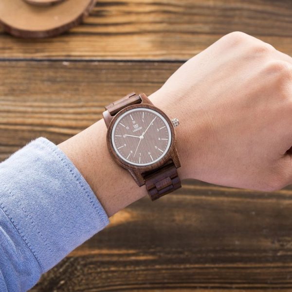 UWOOD UW-1007 Men Wooden Watch Round Large Dial Watch (Zebra Wood) - Image 7