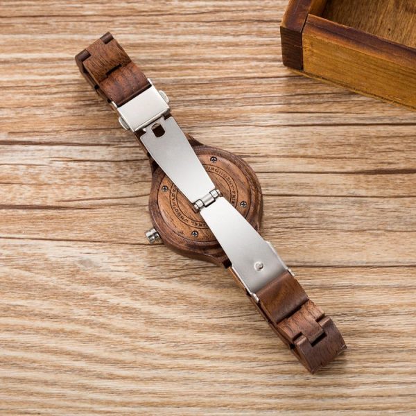 UWOOD UW-1003 Wooden Watch Round Dial Quartz Watch For Ladies (Walnut) - Image 4