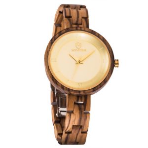 MUJUZE MU-1003 Ladies Wooden Watch Round Large Dial Watch (Zebra Wood)