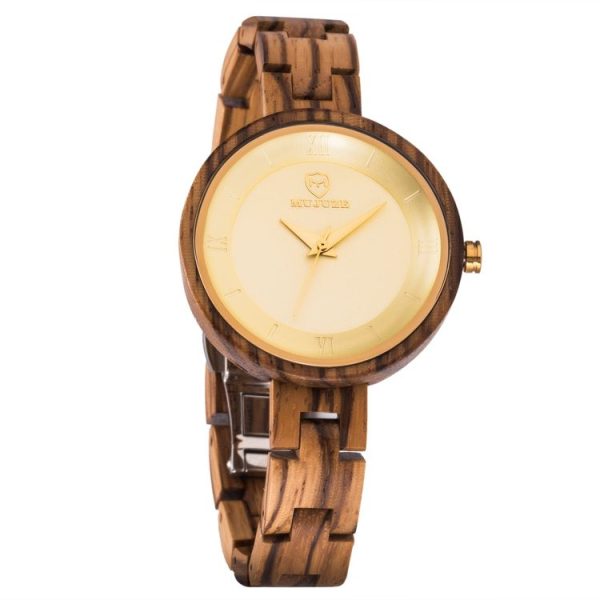 MUJUZE MU-1003 Ladies Wooden Watch Round Large Dial Watch (Zebra Wood)