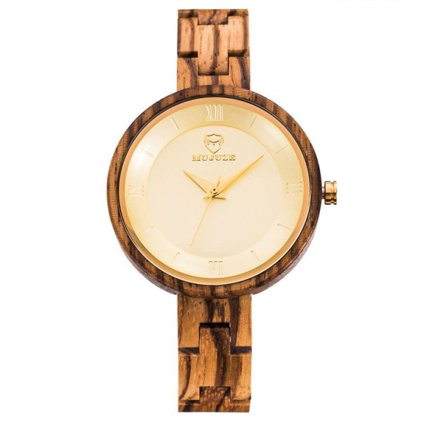 MUJUZE MU-1003 Ladies Wooden Watch Round Large Dial Watch (Zebra Wood) - Image 2