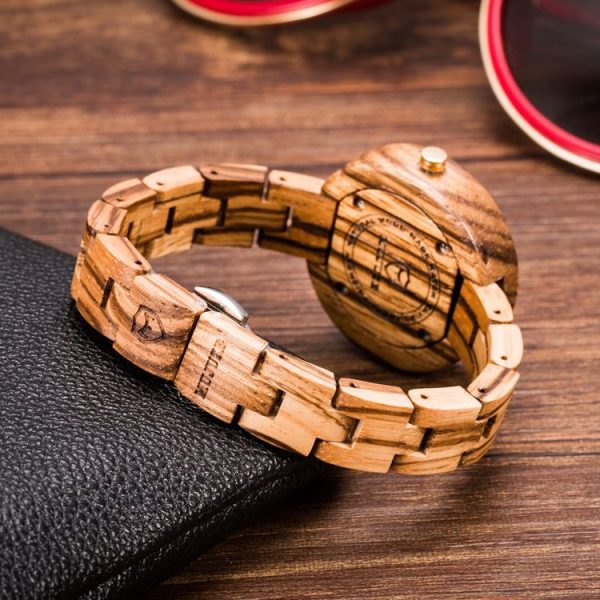 MUJUZE MU-1003 Ladies Wooden Watch Round Large Dial Watch (Zebra Wood) - Image 3