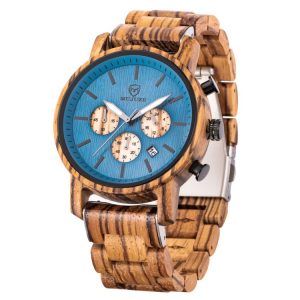 MUJUZE ME-1012 Men Multifunctional Wooden Watch (Zebra Wood)