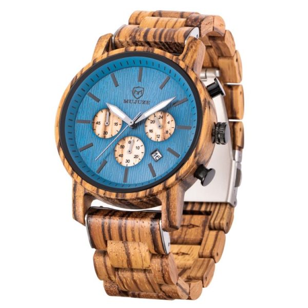 MUJUZE ME-1012 Men Multifunctional Wooden Watch (Zebra Wood)