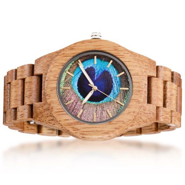 MUJUZE MU-1008 Men Wooden Watch Personality 3D Printed Pattern Watch (Acacia) - Image 2