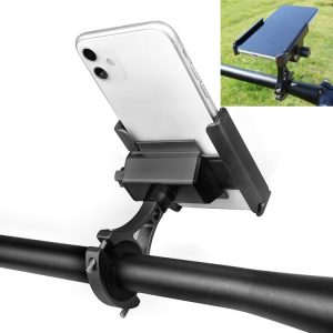 CYCLINGBOX Aluminum Alloy Mobile Phone Holder Bicycle Riding Takeaway Rotatable Metal Mobile Phone Bracket, Style: Handlebar Installation (Black)
