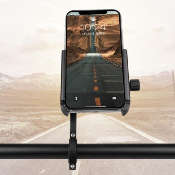 CYCLINGBOX Aluminum Alloy Mobile Phone Holder Bicycle Riding Takeaway Rotatable Metal Mobile Phone Bracket, Style: Handlebar Installation (Black) - Image 3