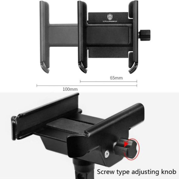 CYCLINGBOX Aluminum Alloy Mobile Phone Holder Bicycle Riding Takeaway Rotatable Metal Mobile Phone Bracket, Style: Handlebar Installation (Black) - Image 5