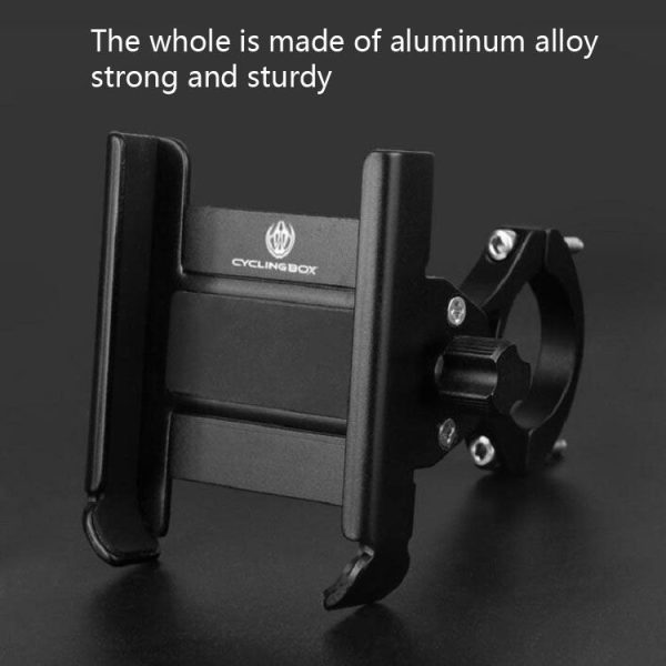 CYCLINGBOX Aluminum Alloy Mobile Phone Holder Bicycle Riding Takeaway Rotatable Metal Mobile Phone Bracket, Style: Handlebar Installation (Black) - Image 6