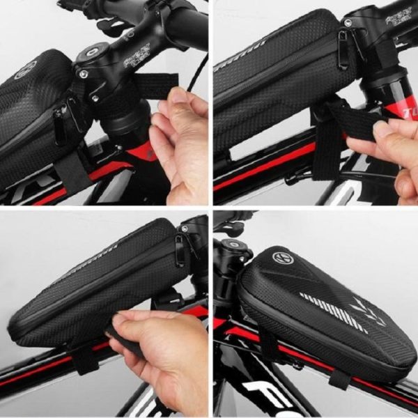 Bicycle Road Bike Bag Hard Shell Package Bicycle Front Beam Bag Waterproof Riding Bag (Black) - Image 12