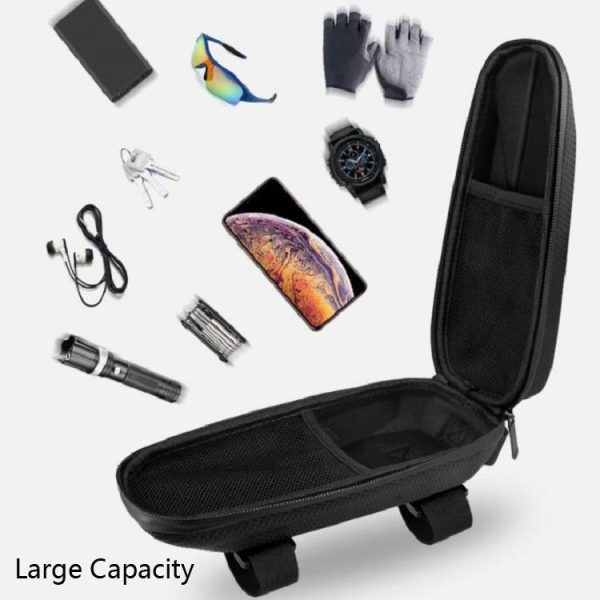 Bicycle Road Bike Bag Hard Shell Package Bicycle Front Beam Bag Waterproof Riding Bag (Black) - Image 4