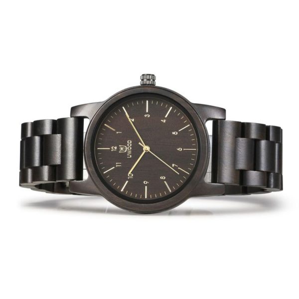 UWOOD UW1007 Wooden Watch Round Digital Dial Quartz Watch (Ebony) - Image 2