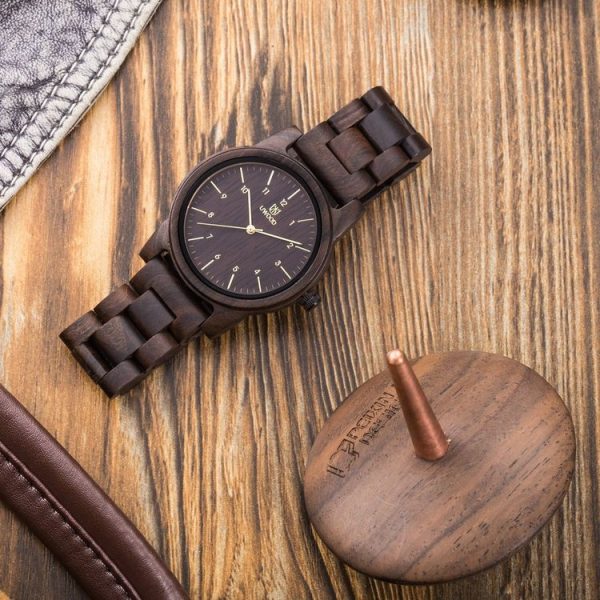 UWOOD UW1007 Wooden Watch Round Digital Dial Quartz Watch (Ebony) - Image 3