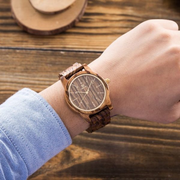 UWOOD UW1007 Wooden Watch Round Digital Dial Quartz Watch (Ebony) - Image 5