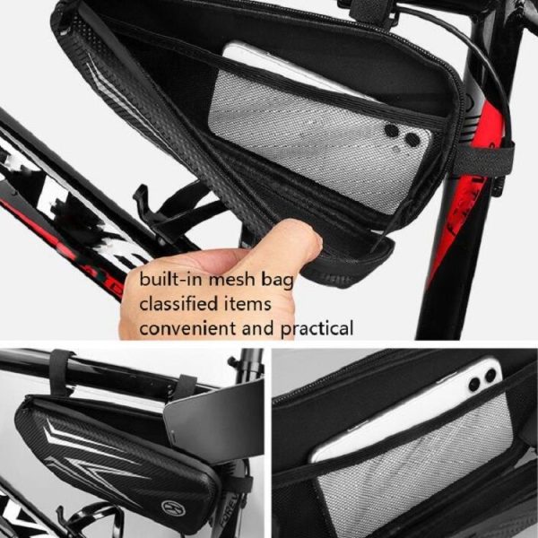 Bike Bag Mountain Bike Front Beam Hard Shell Bag Road Bike Front Beam Waterproof Bag Riding Accessories (Black) - Image 10