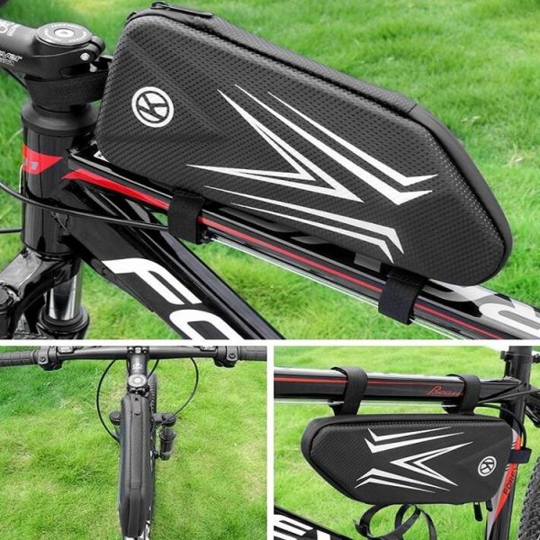 Bike Bag Mountain Bike Front Beam Hard Shell Bag Road Bike Front Beam Waterproof Bag Riding Accessories (Black) - Image 11