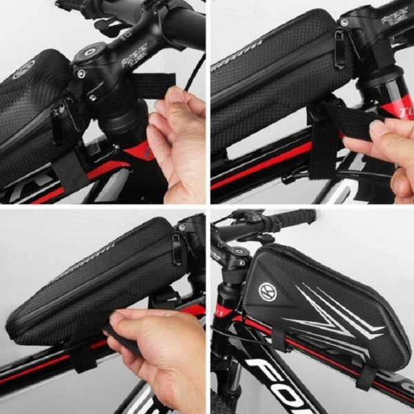 Bike Bag Mountain Bike Front Beam Hard Shell Bag Road Bike Front Beam Waterproof Bag Riding Accessories (Black) - Image 12