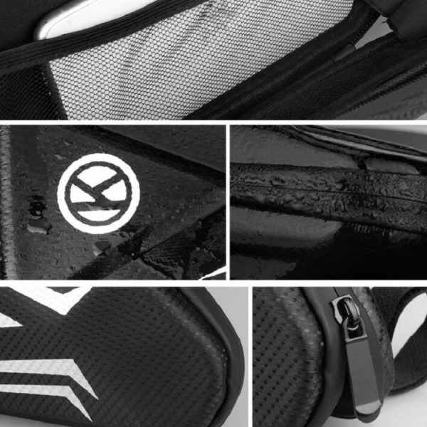 Bike Bag Mountain Bike Front Beam Hard Shell Bag Road Bike Front Beam Waterproof Bag Riding Accessories (Black) - Image 3