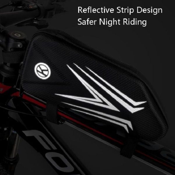 Bike Bag Mountain Bike Front Beam Hard Shell Bag Road Bike Front Beam Waterproof Bag Riding Accessories (Black) - Image 9