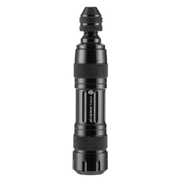 CYCLINGBOX Mountain Bike Vacuum Aluminum Alloy Tire Repair Tool Bicycle Repair Integrated Storage Design Tool (Black) - Image 2