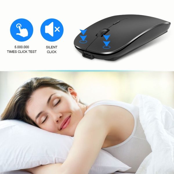 IMICE E-1300 4 Keys 1600DPI Luminous Wireless Silent Desktop Notebook Mini Mouse, Style: Charging Edition (Black) - Image 4