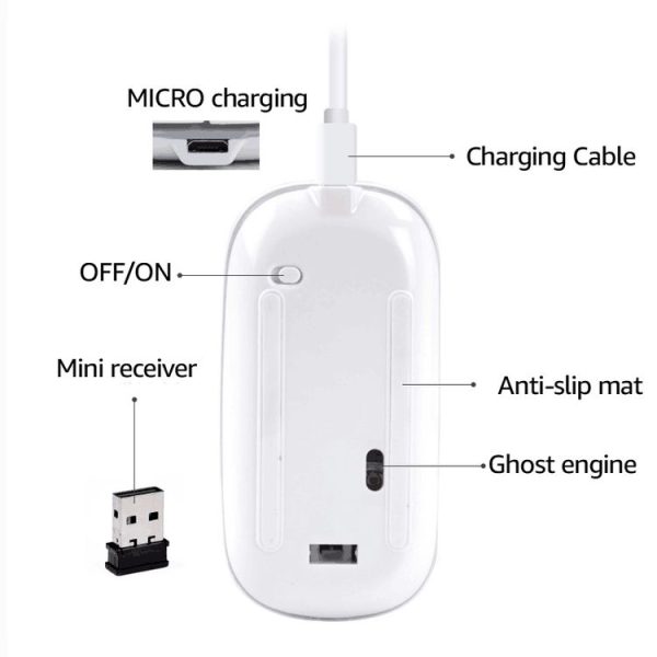 IMICE E-1300 4 Keys 1600DPI Luminous Wireless Silent Desktop Notebook Mini Mouse, Style: Charging Edition (Black) - Image 6