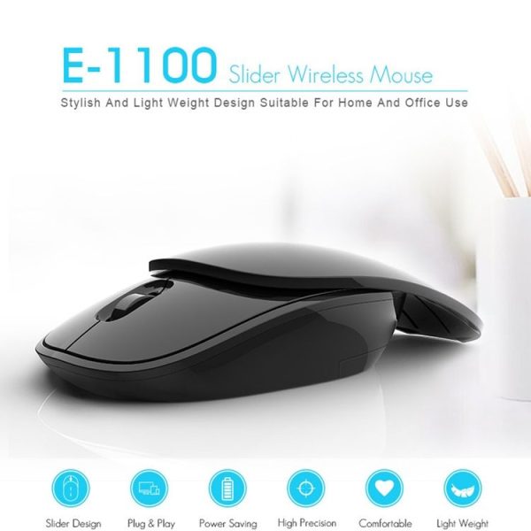 IMICE E-1100 3 Keys 1600 DPI Silent Portable Ultra-Thin Mini Flip 2.4GHz Wireless Mouse (Pink) - Image 3