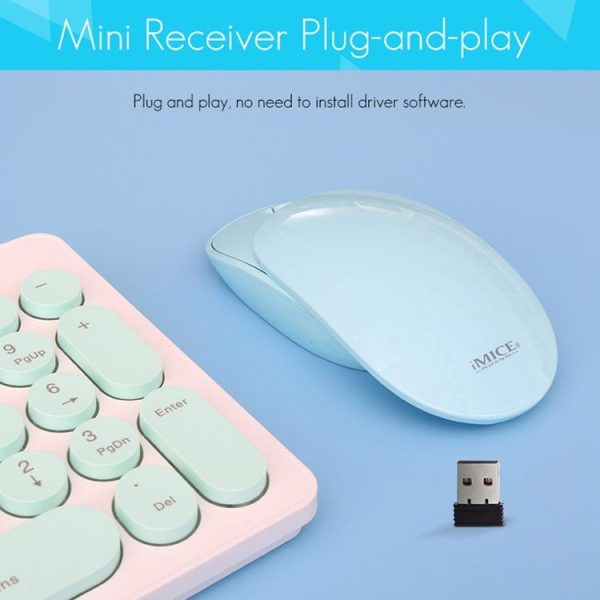 IMICE E-1100 3 Keys 1600 DPI Silent Portable Ultra-Thin Mini Flip 2.4GHz Wireless Mouse (Pink) - Image 5