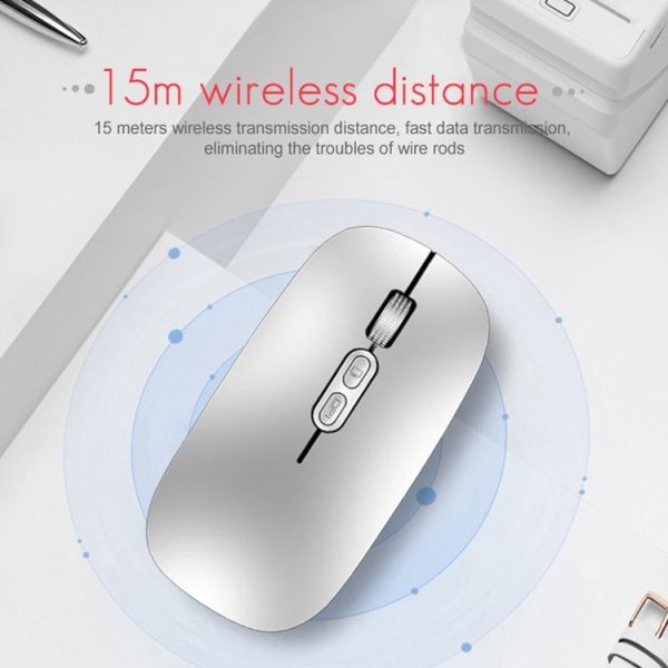 IMICE E-1400 5 Keys 1600DPI Office and Home Wireless Silent Mouse, Style: Bluetooth+2.4G Dual-modes (Silver) - Image 3