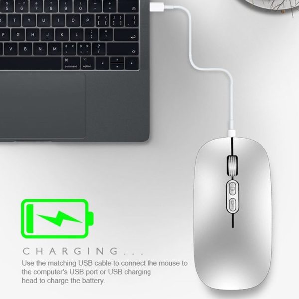IMICE E-1400 5 Keys 1600DPI Office and Home Wireless Silent Mouse, Style: Bluetooth+2.4G Dual-modes (Silver) - Image 4