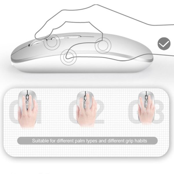 IMICE E-1400 5 Keys 1600DPI Office and Home Wireless Silent Mouse, Style: Bluetooth+2.4G Dual-modes (Silver) - Image 6