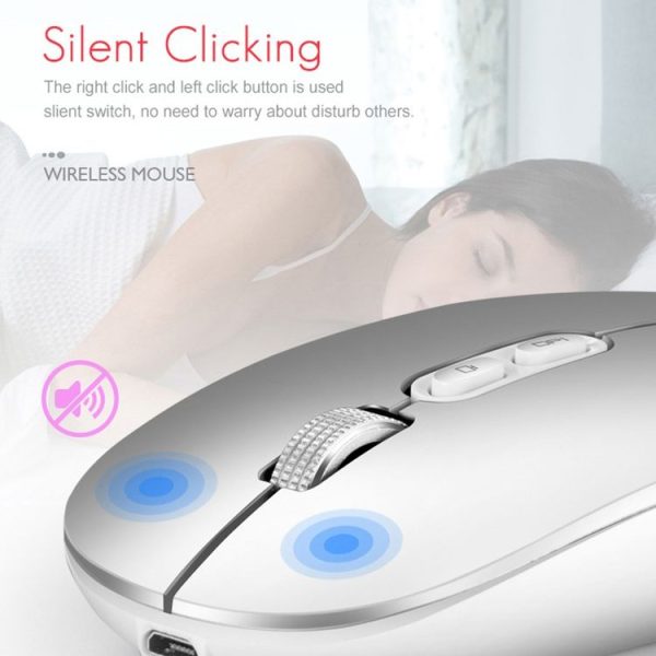 IMICE E-1400 5 Keys 1600DPI Office and Home Wireless Silent Mouse, Style: Bluetooth+2.4G Dual-modes (Silver) - Image 7