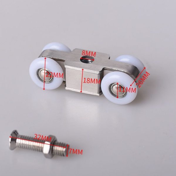 Stainless Steel Sliding Door Hanging Wheel Silent Smooth And Wear-Resistant Sliding Door Pulley Nylon Hanging Rail, Specification: 4 Wheels - Image 2