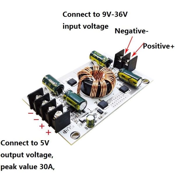 9V / 12V / 24V / 36V To 5V 30A Voltage Stabilized Circuit Board High-Power DC Step-Down Power Module - Image 7