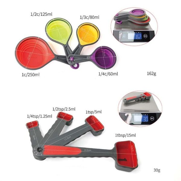 1 Sets Silicone Telescopic Measuring Cup Measuring Spoon Measuring Tool Set, Specification: 8 PCS / Set - Image 7