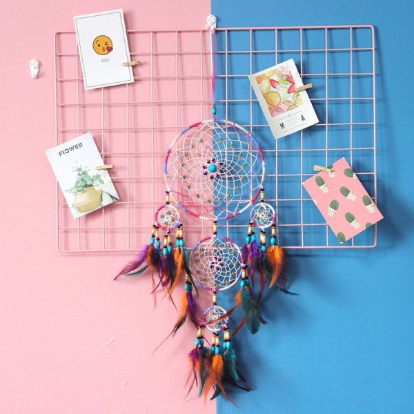 Home Hand Woven Colorful Bohemian Dream Catcher, Specification: Wooden Beads - Image 2