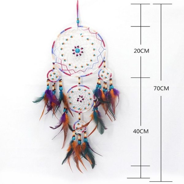 Home Hand Woven Colorful Bohemian Dream Catcher, Specification: Wooden Beads - Image 3