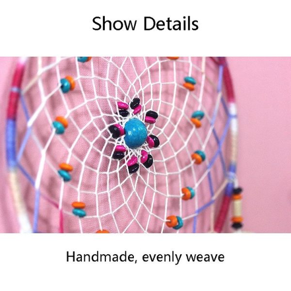 Home Hand Woven Colorful Bohemian Dream Catcher, Specification: Wooden Beads - Image 4