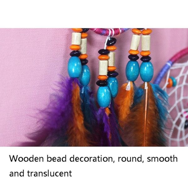 Home Hand Woven Colorful Bohemian Dream Catcher, Specification: Wooden Beads - Image 6