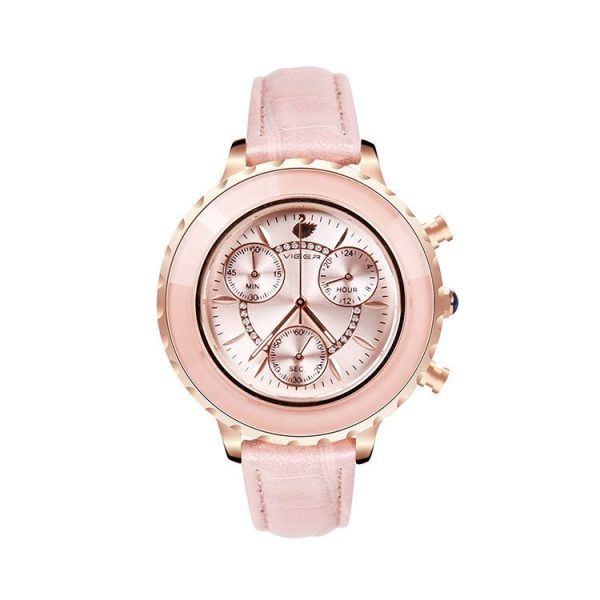 VIGER 1042 Multi-Function Ladies Watch Fashion Leather Waterproof Quartz Watch (Pink)