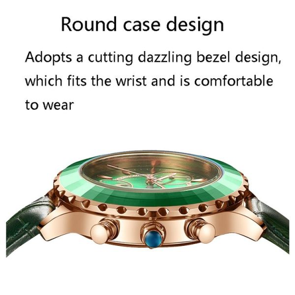 VIGER 1042 Multi-Function Ladies Watch Fashion Leather Waterproof Quartz Watch (Pink) - Image 5