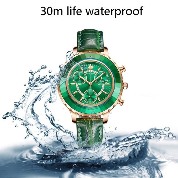 VIGER 1042 Multi-Function Ladies Watch Fashion Leather Waterproof Quartz Watch (Pink) - Image 8