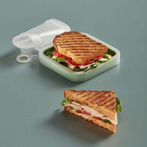 Sandwich Toast Bento Box Lunchbox Portable Take-Out Student Office Worker Lunch Box, Capacity: 301-500ml (Transparent Green)