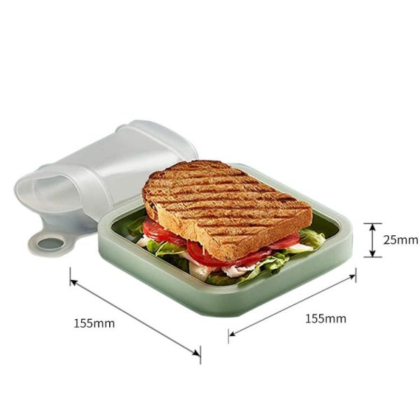 Sandwich Toast Bento Box Lunchbox Portable Take-Out Student Office Worker Lunch Box, Capacity: 301-500ml (Transparent Green) - Image 4